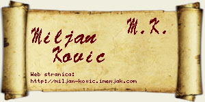 Miljan Ković vizit kartica